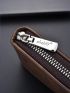 Letter Embossed Small Wallet With Zipper Stitch Detail Vintage