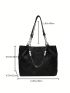 Chain Shoulder Tote Bag Bow Embroidered Faux Pearl Decor