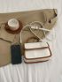 Small Square Bag Contrast Trim Flap PU