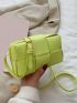 Mini Square Bag Braided Design Solid Color