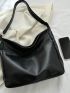 Minimalist Hobo Bag Large Capacity Black