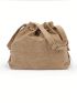 Minimalist Bucket Bag Medium Fringe Decor Suede Fringe Trim Bucket Crossbody Bag, Vintage Drawstring Design Shoulder Purse For Women, Mothers Day Gift For Mom