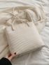 Small Tote Bag Pleated Embossed Double Handle