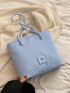 Small Tote Bag Pleated Embossed Double Handle