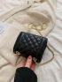 Mini Square Bag Quilted Twist Lock Flap PU