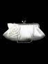 Flower Decor Ruched Bag Medium Kiss Lock Satin