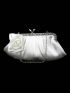 Flower Decor Ruched Bag Medium Kiss Lock Satin