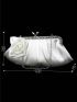 Flower Decor Ruched Bag Medium Kiss Lock Satin