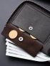 Letter Embossed Small Wallet With Zipper Stitch Detail Vintage