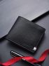 Litchi Embossed Slim Small Wallet Metal Decor Vintage