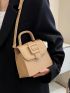 Mini Flap Square Bag Buckle Decor Solid