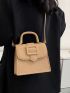 Mini Flap Square Bag Buckle Decor Solid