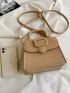 Mini Flap Square Bag Buckle Decor Solid