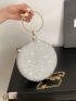 Mini Circle Bag Glitter Ring Strap For Party