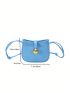 Mini Hobo Bag Metal Decor Blue