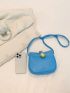 Mini Hobo Bag Metal Decor Blue