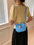 Mini Hobo Bag Metal Decor Blue