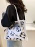 Clear Bag, Panda & Letter Print Shoulder Tote Bag PVC Cute