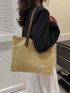 Letter Patch Detail Shopper Bag Canvas