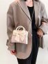 Mini Square Bag Bow Decor Double Handle Chain