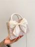 Mini Square Bag Bow Decor Double Handle Chain