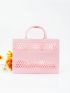 Medium Square Bag Hollow Out Double Handle PVC