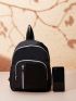 Zip Front Classic Backpack Black