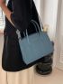 Embossed Detail Square Bag PU Blue