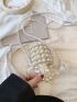 Mini Satchel Bag Faux Pearl Decor Top Handle