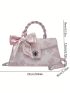 Medium Novelty Bag Flower Pattern Twilly Scarf Decor Flap For Daily