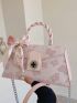 Medium Novelty Bag Flower Pattern Twilly Scarf Decor Flap For Daily