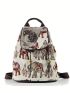 Vintage Backpack. Elephant Pattern Bucket Bag, Anti-Theft Backpack With Accessories