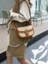 Small Shoulder Bag Two Tone Buckle Decor