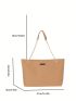 Large Capacity Tote Bag Metal Decor Chain Strap