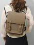 Medium Flap Backpack Buckle Decor Adjustable Strap For Daily