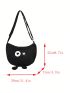 Heart Graphic Hobo Bag Medium Zipper Black