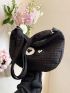 Heart Graphic Hobo Bag Medium Zipper Black