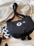 Heart Graphic Hobo Bag Medium Zipper Black