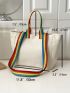 Rainbow Striped Handle Shopper Bag Small Canvas
