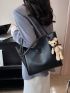 Minimalist Shoulder Tote Bag With Bag Charm