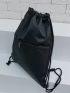 Minimalist Drawstring Backpack Medium Black