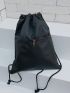 Minimalist Drawstring Backpack Medium Black