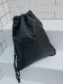 Minimalist Drawstring Backpack Medium Black
