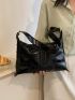 PU Hobo Bag Stitch Detail Studded Decor White