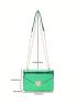 Mini Square Bag Crocodile Embossed Heart Decor Metallic PU Funky