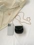 Mini Flap Saddle Bag Embossed Detail Black