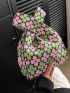 Mini Crochet Bag Colorblock Flower Pattern For Vacation