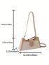 Litchi Embossed Baguette Bag Colorblock Top Handle For