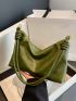 Medium Hobo Bag Dark Green Minimalist Top Handle For Daily