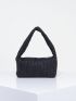 Mini Straw Bag Black Minimalist Top Handle For Vacation